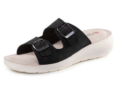 Zweierpack Pantoletten aus Nubuk- und Nappasynthetik 