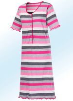 Nachthemd mit Knopfleiste und garngef&auml;rbtem Ringeldessin 