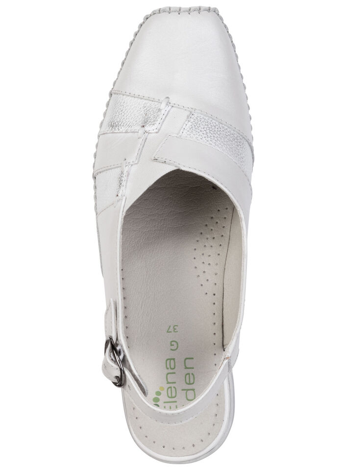 ELENA EDEN, schicke Damen-Sandalen, Weite G, mit Gummizug ECRU-SILBER