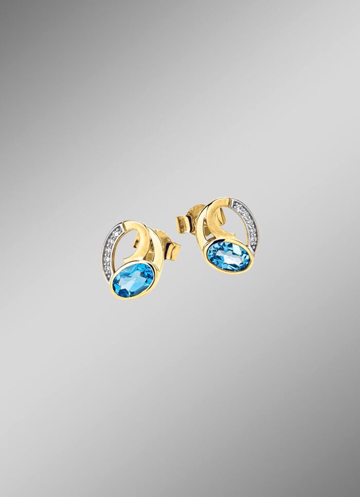 Ohrstecker mit Blautopas und Zirkonia 