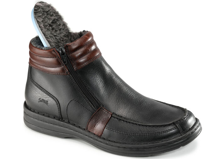 GINO GALANTE, gefütterte Herren-Boots, Winterschuhe, mit herausnehmbarem Fußbett SCHWARZ-BURGUND