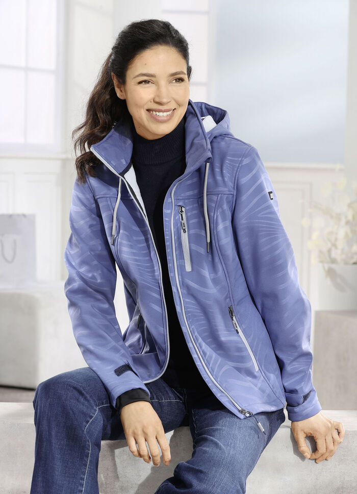 Funktionsjacke mit Regenschild an der Kapuze JEANSBLAU