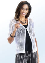Strickjacke in Netzmuster WEISS