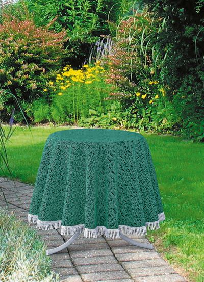 Wind- und wetterfeste Gartentischdecke mit Fransenabschluss 