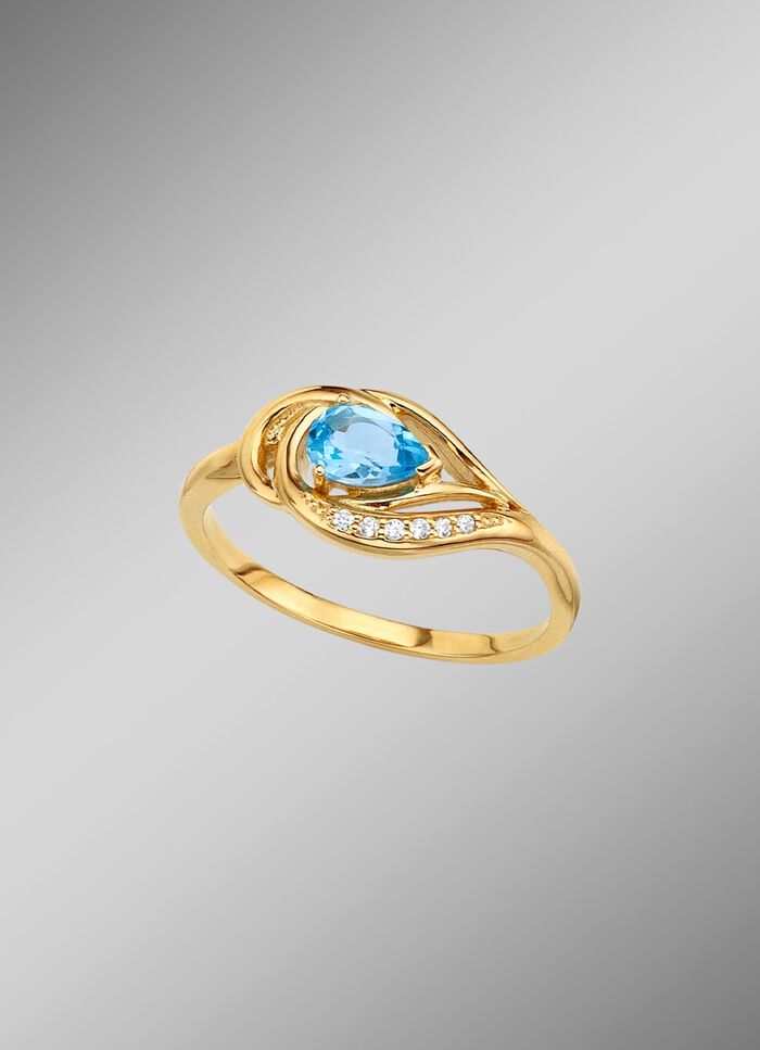 Damenring mit echtem Blautopas 