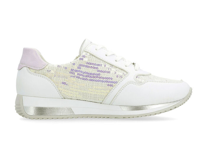 Sneaker in interessant geprägtem Materialmix WEISS-HELLFLIEDER
