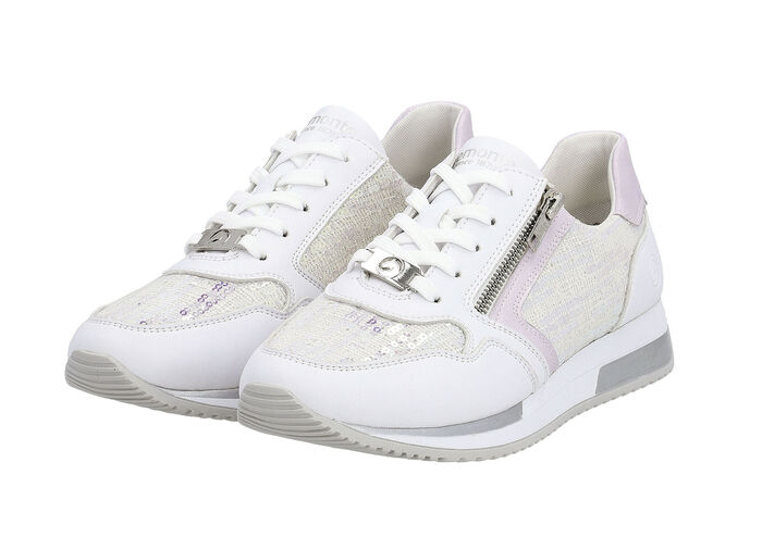 Sneaker in interessant geprägtem Materialmix WEISS-HELLFLIEDER