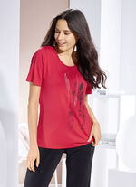 Shirt mit Kontrast-Druck in 2 Farben ROT