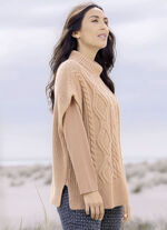 Pullunder in Perlfang mit Zopfmuster CAMEL