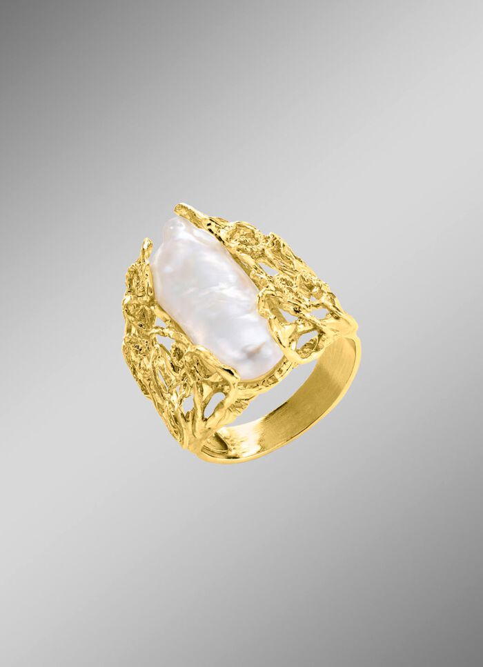 Hochwertiger Damenring mit Keshi-Perle 