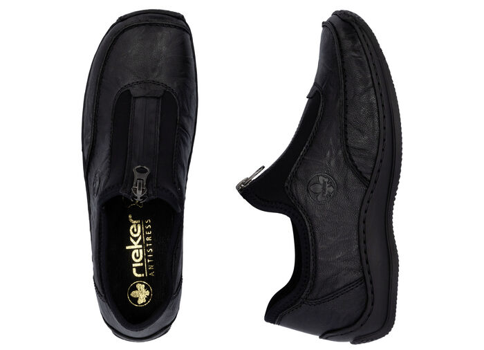 Rieker, klassische Damen-Slipper, mit Reißverschluss SCHWARZ