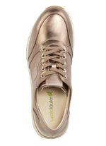 Schn&uuml;r-Sneaker aus genarbtem Nappaleder BRONZE