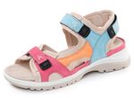 Waldl&auml;ufer, bequeme Damen-Sandalen, Weite H, mit herausnehmbarem Fu&szlig;bett PINK-ORANGE-BLAU