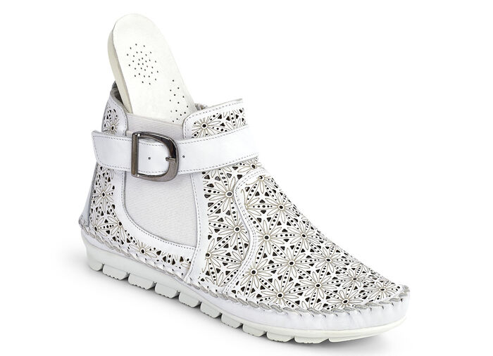 Gemini, sommerliche Damen-Stiefeletten, Weite G, mit herausnehmbarem Fußbett WEISS