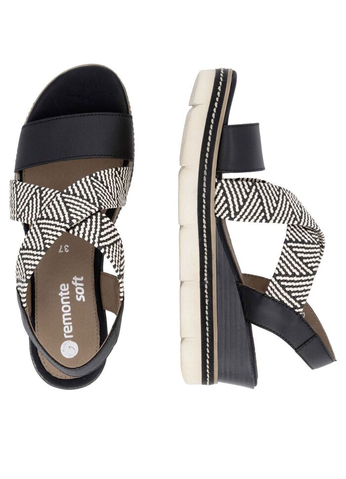 Remonte Sandalette mit Flechtdurchzügen SCHWARZ-CREME