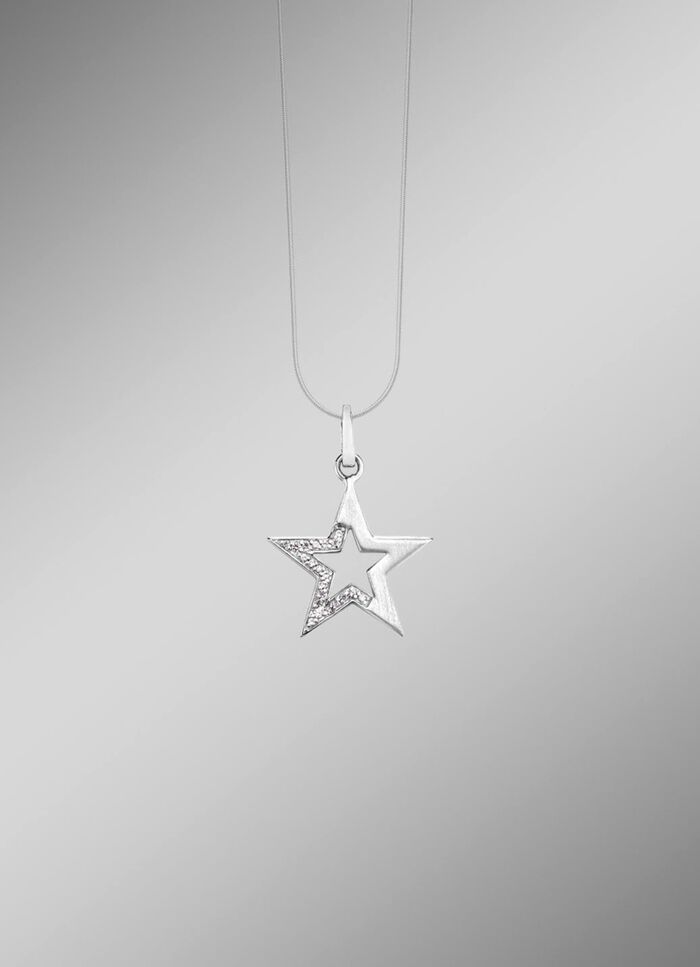 Mattierter Stern-Anh&auml;nger mit synth. Zirkonia 