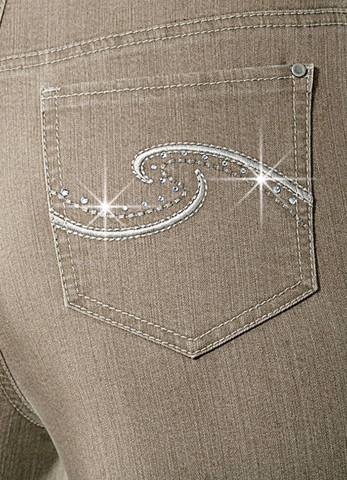 Komfortjeans verziert mit Strasssteinen in 6 Farben CAMEL