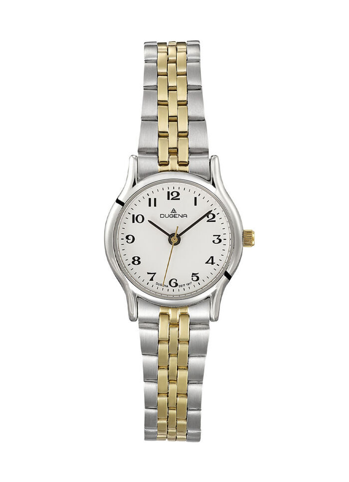 Dugena-Quartz-Damenuhr mit Edelstahlbandgehäuse 