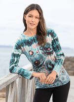 Shirt in Batik-Optik MINT-ROS&Eacute;