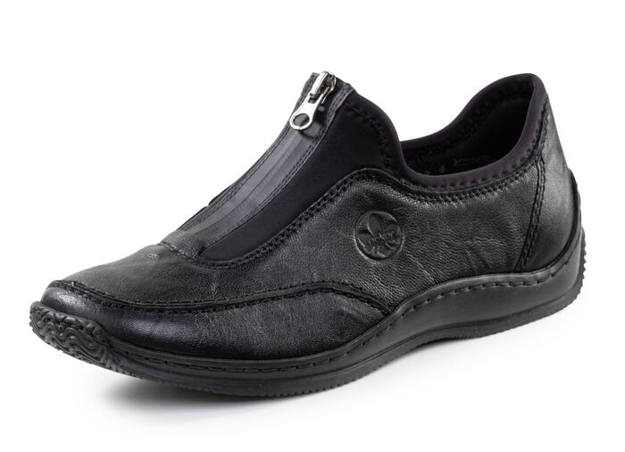 Rieker, klassische Damen-Slipper, mit Reißverschluss SCHWARZ