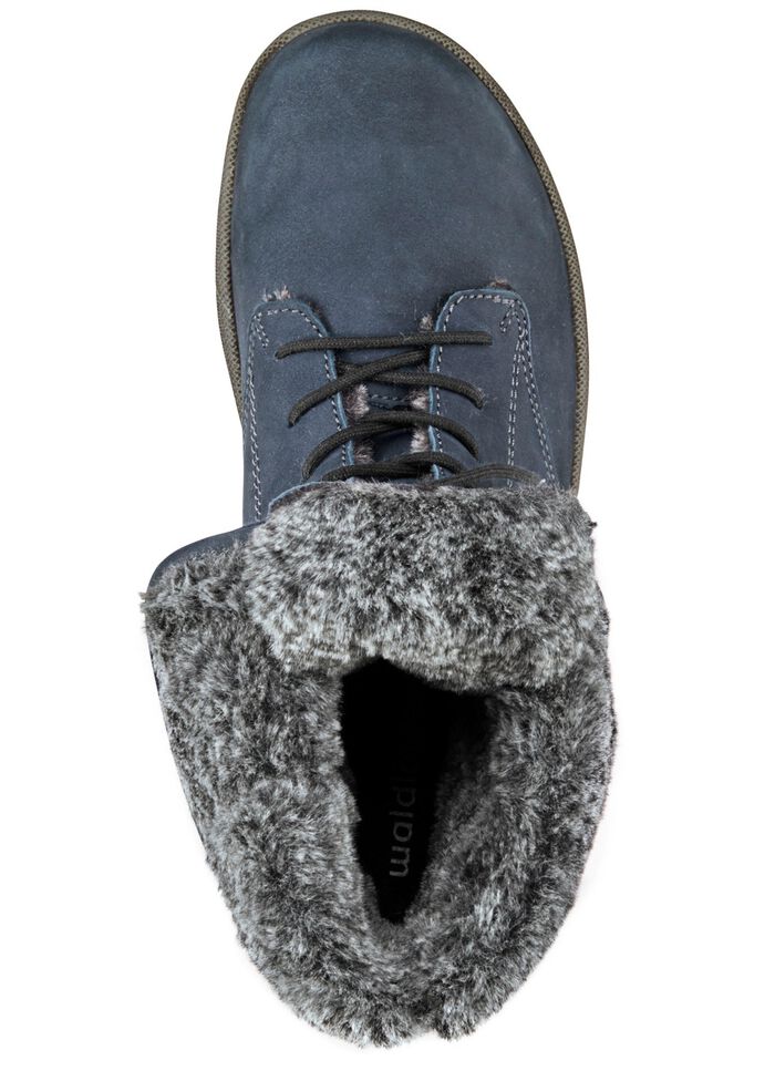 Waldl&auml;ufer Schn&uuml;r-Stiefelette mit kuscheligem Webpelzkragen 