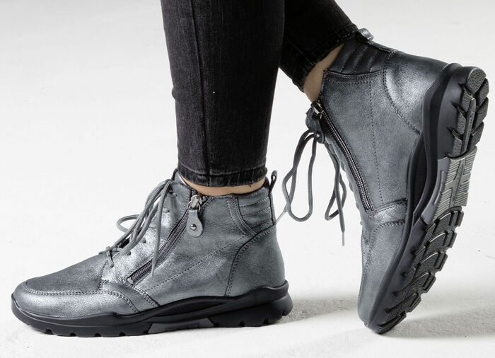 Waldläufer, gefütterte Damen-Stiefeletten, Winterschuhe, Weite H, mit herausnehmbarem Fußbett ALTSILBER