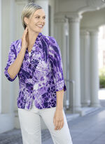 Blusenblazer mit modischem Reverskragen AUBERGINE-LILA-ECRU-BUNT