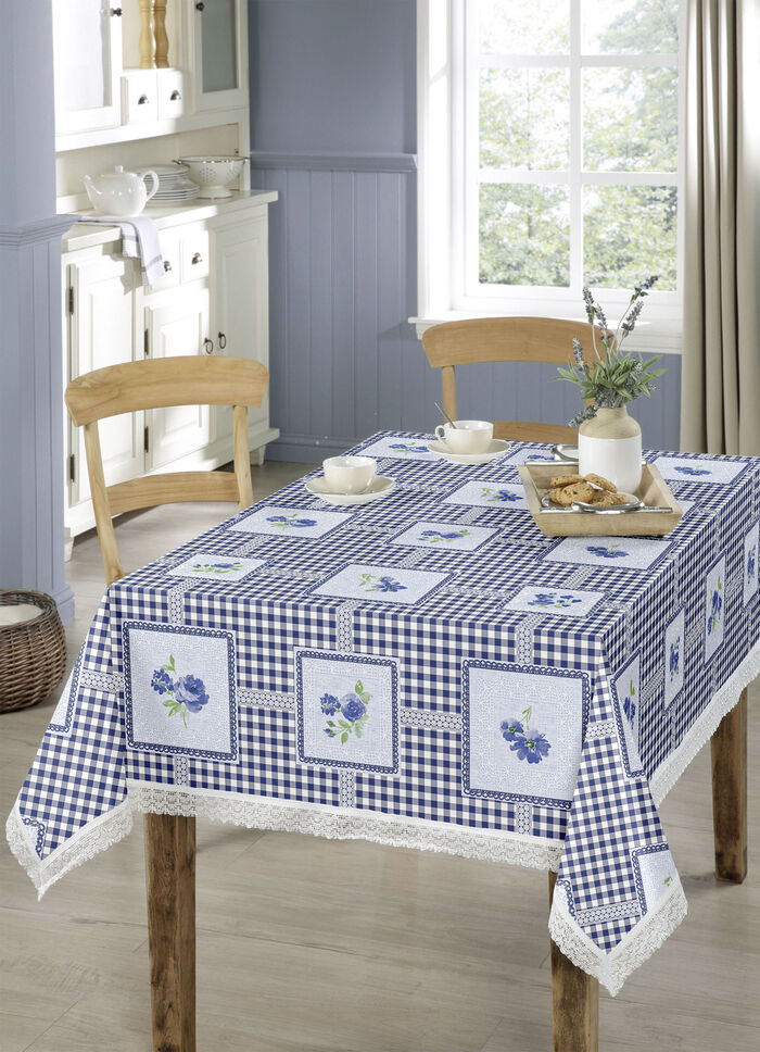 Pflegeleichte Wachstuch-Tischdecke BLAU