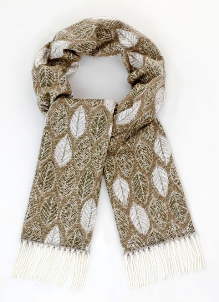 Schal mit Bl&auml;tterdessin 