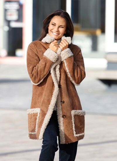 Jacke aus Veloursleder-Imitat 