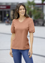 Shirt mit eingefassten, kurzen Ärmeln in 3 Farben CAMEL