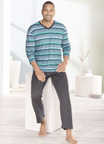 Schlafanzug mit V-Ausschnitt und offenen Abschlüssen 