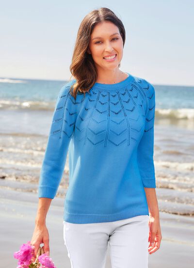 Pullover mit Ajour-Zacken-Dessin 
