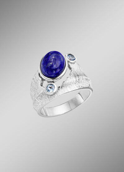 Damenring mit Lapislazuli und Baby Blautopas 