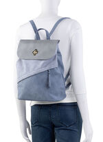 Rucksack mit Überschlag und Drehschloss JEANS-GRAU
