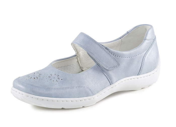 Waldläufer, bequeme Damen-Slipper, Weite H, mit herausnehmbarem Fußbett BLEU