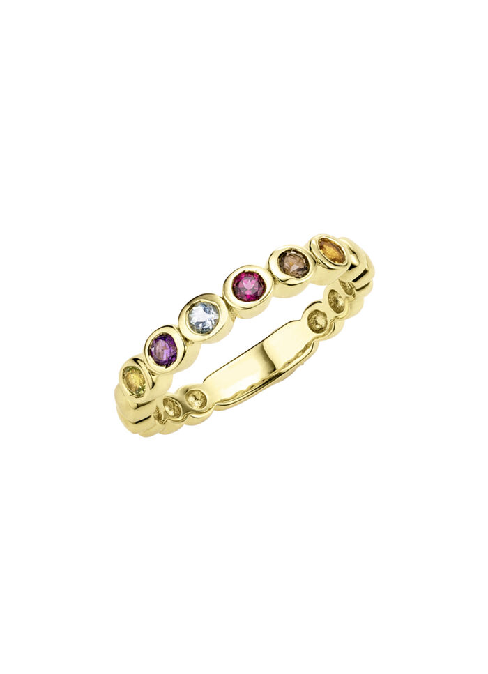 Farbenfroher Memoire-Ring aus hochwertigem Gold 