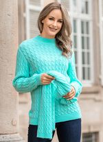 Pullover mit Schal in weicher Qualit&auml;t EISBLAU