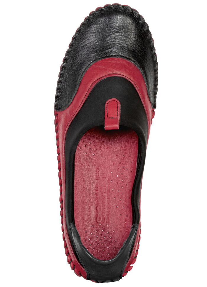Gemini, bequeme Damen-Slipper, Weite G, mit herausnehmbarem Fußbett SCHWARZ-ROT
