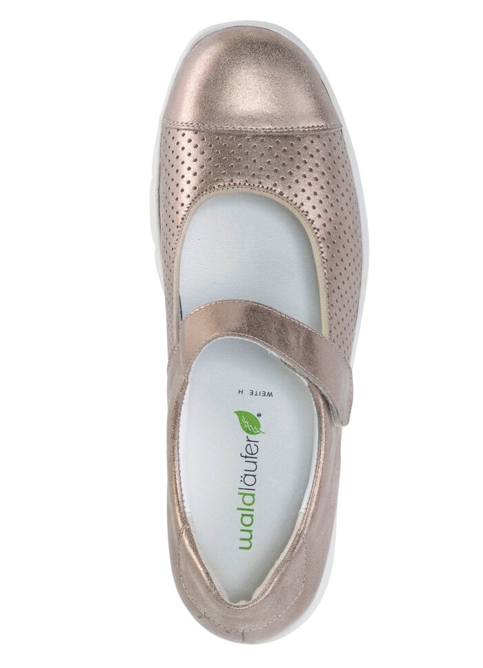 Waldl&auml;ufer Spangenschuh aus teilweise gelochtem Leder 