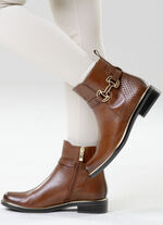 ELENA EDEN, schicke Damen-Stiefeletten, Winterschuhe, Weite G, mit Reißverschluss COGNAC