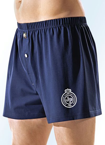 Viererpack Boxershorts, uni mit Druckmotiv 