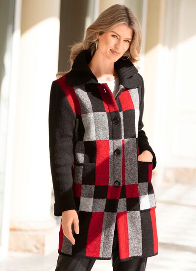 Strickmantel in Jacquard-Dessin 