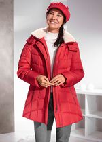 Funktionsjacke mit abnehmbarem Kunstpelz-Besatz am Kragen FEUERROT