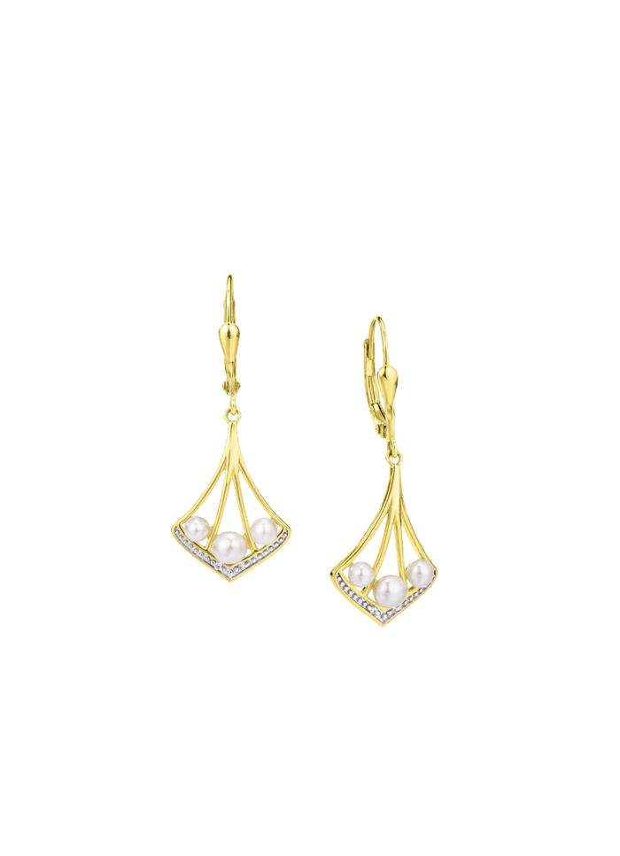 Ohrringe mit Zirkonia und Süßwasser-Zuchtperlen 