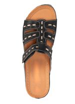 ELENA EDEN Pantolette aus Nappaleder mit Kontrast-Durchz&uuml;gen SCHWARZ