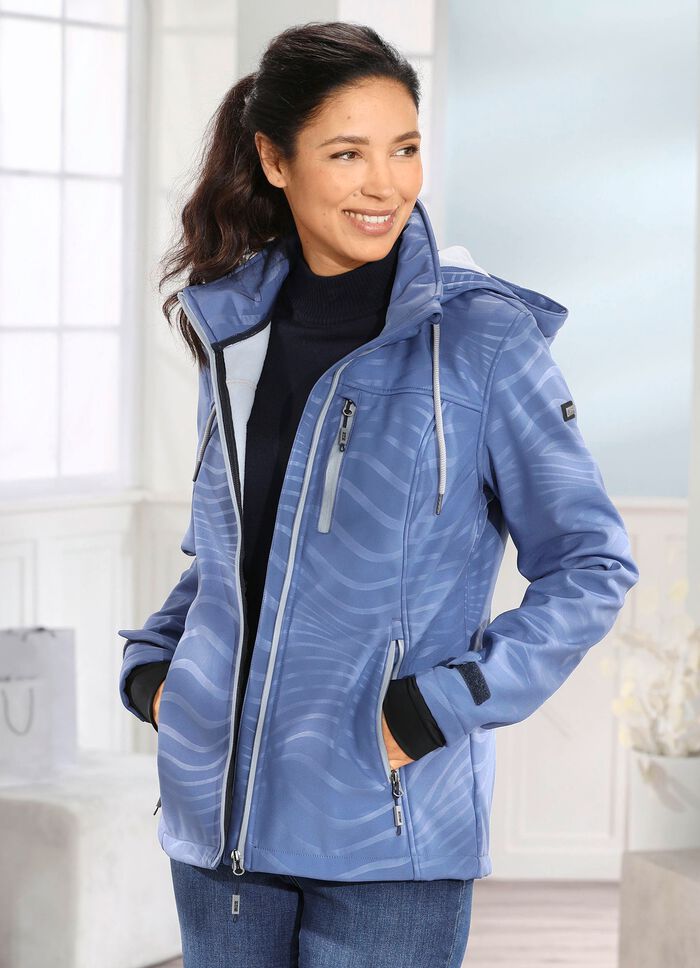 Funktionsjacke mit Regenschild an der Kapuze JEANSBLAU
