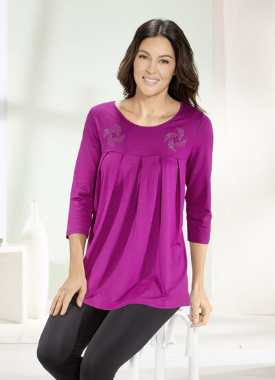 Longshirt mit Zierplättchen in 3 Farben 