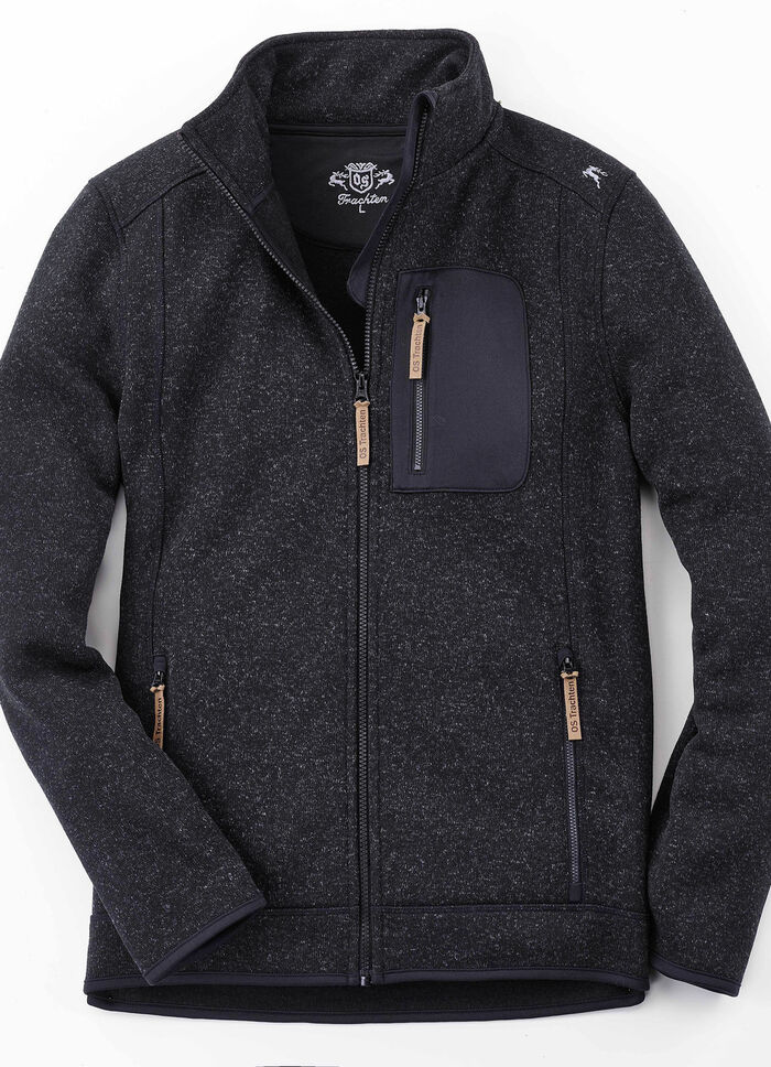 Strickfleece-Kurzjacke ANTHRAZIT MELIERT
