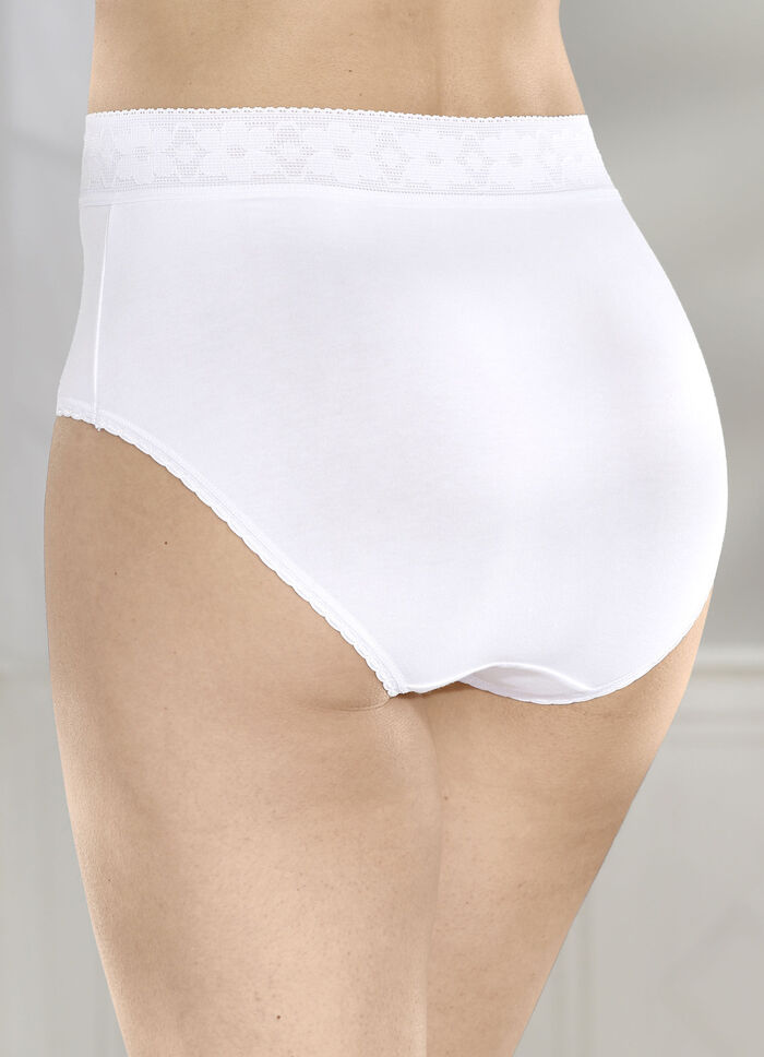 Fünferpack Slips mit Elastikspitzenbund